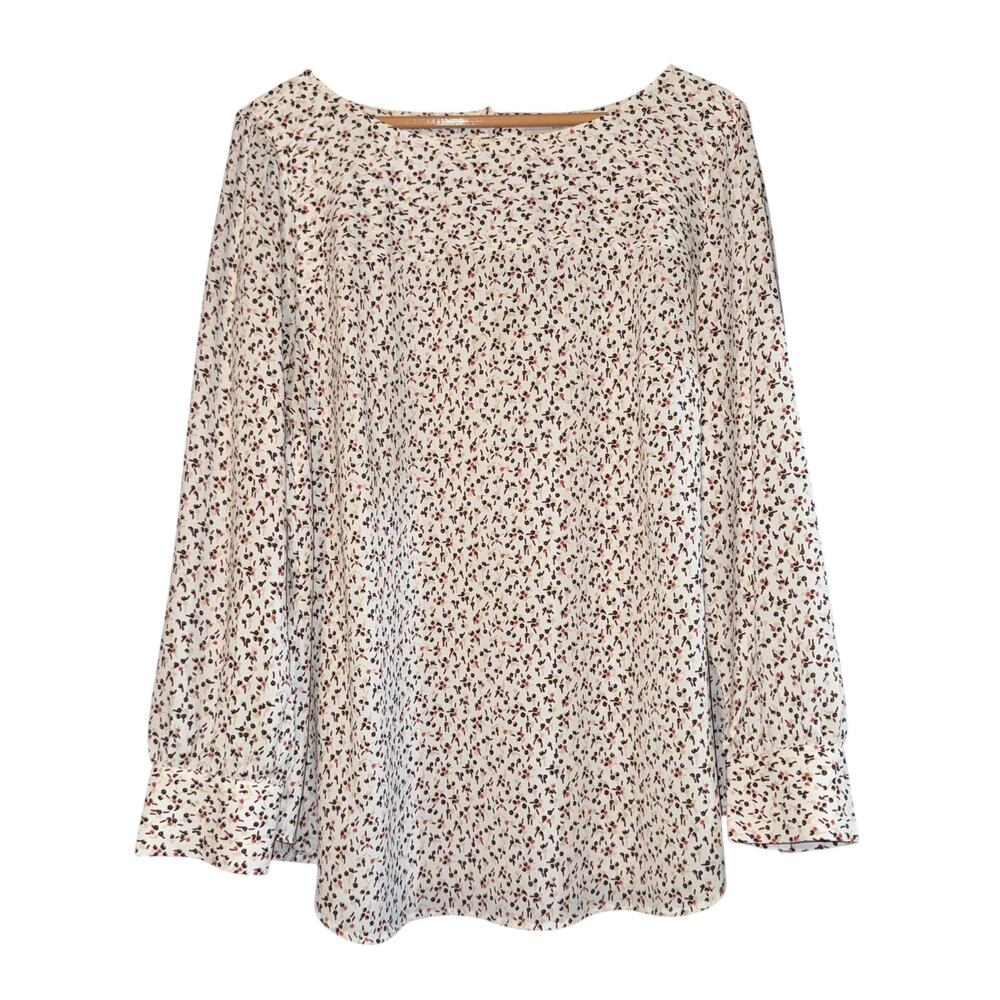 Loft Ditzy Floral Blouse Womens 16 Flowy Lightweight Work Career Blouson Sleeves